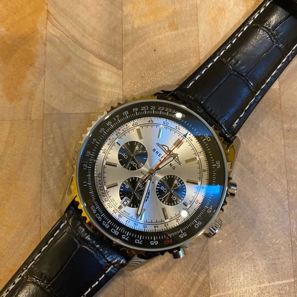 New Breitling Silver and Black Men's Chronograph Watch